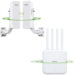 Wireless Bridge with 2 Bracket Mounts, 3KM 5.8G Point to Point Outdoor CPE, Adalov CPE660 Long Range WiFi Bridges for PtP/PtMP with 14DBi High Gain Antenna+Adalov WiFi 6 Outdoor Access Point, 5378Mbps