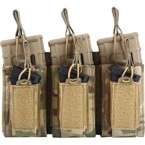 Triple Mag Pouch Open-Top Rifle Mag Pouches and Pistol Magazine Pouches for M4 M16 AK Molle Backpack Airsoft Military Gear