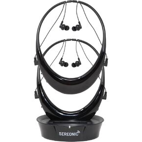 Dual TV Headphones Wireless for Seniors - Comfortable TV Earbuds for Clear Audio - Wireless Headphones for TV Watching - Two Receivers & One Base