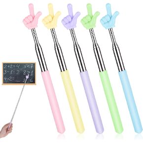 5 Pcs Pointer Stick for Classroom, Retractable Teachers Pointer for Classroom Kids Reading, Finger Pointer Stick Elementary School Kindergarten Teacher Classroom Supplies(Color A)