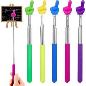 5PCS Retractable Teacher Pointer Sticks, Colorful Hand Pointing Stick for Classroom and Meeting, Extendable Finger Pointer for Teachers and Students, Reading and Presentations Essentials Tool
