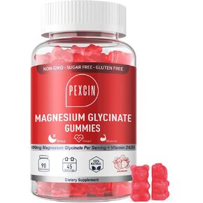 Magnesium Glycinate Gummies,Sugar Free,1000mg Magnesium Supplement Per Serving, High Absorption with Potassium,Vitamin D&B6 for Calm, Better Sleep, Muscle Relaxation for Adults - 90 Counts