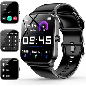 Smart Watch, 1.85" Smartwatch for Men Women (Answer/Make Call), Heart Rate, Sleep Monitor, Pedometer, Spo2, Activity Tracker, IP68 Waterproof Fitness Watch for Android iOS(Black)