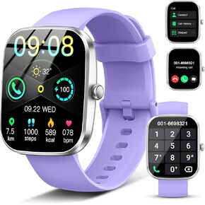 Smart Watch(Answer/Make Call), 1.91" Smartwatch for Men Women, New Fitness Watch with 110+ Sport Modes, Fitness Activity Tracke with Pedometer/Sleep Monitor/Heart Rate/IP68 Waterproof, Silver Purple