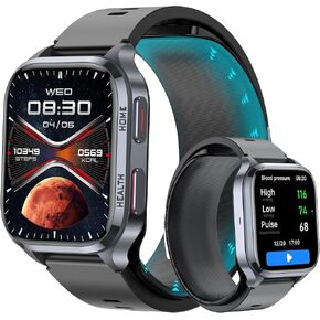 Blood Pressure Smart Watch for Men Women with Air Bag Cuff,7 * 24 Health Monitor,Heart Rate,Blood Oxygen,Sleep,Activity Tracker,Familiy Data Sharing,Bluetooth Call,Long Battery Life