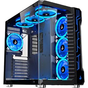Case Computer Rise Mode USA Galaxy Glass, Mid Tower Tempered Glass, ATX Black