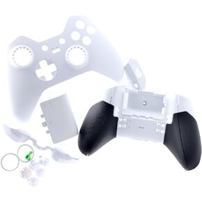 Shell Housing Set w/Rubber Grips LB RB Bumper ABXY Buttons Battery Cover Replacement for Xbox One Elite Controller White Special Edition