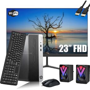 HP ProDesk 400 G4 SFF Computer with 23-Inch FHD Monitor, Inter i3-6100 up to 3.7GHz, 16GB DDR4 RAM, 960GB SSD, RGB Speakers, Keyboard and Mouse, Win10 (Renewed)