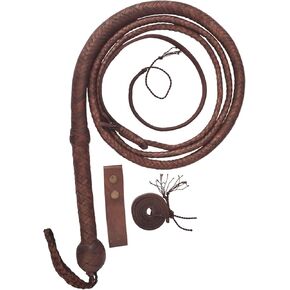 Generic Heavy Bullwhips 4feet Long & 16 Plaits Kangaroo Hide Whip with Leather Belt Whips Holder & Extra Real Leather Cracker- Bullwhip Acessories for Horse Riding