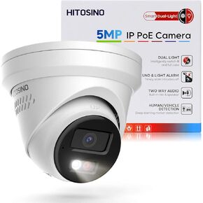 4K IP PoE Camera, Upscaled 8MP PoE Camera Outdoor with Mic/Audio, 98ft IR/Color Night Vision, Human & Vehicle Detection, 127° FOV, MicroSD (256GB), Hik-connect/iVMS4200