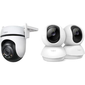 TP-Link Tapo 2K QHD Pan/Tilt Outdoor Security Camera with 360° View and Motion Tracking, 2-Pack Tapo C210 2K Pan/Tilt Indoor Security Cameras with Motion Detection and Night Vision