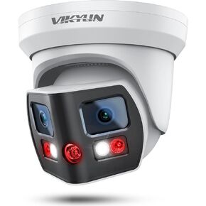 VIKYLIN 4K 8MP Dual Lens Poe IP Security Camera Outdoor with 180° Panoramic Wide Angle, Full Color/EXIR2.0 Night Vision,Human/Vehicle Detection,2-Way Talk, Micro SD(512G),IP67,Blue Iris,NDAA Compliant