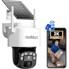 4G LTE Cellular Solar Security Cameras Wireless Outdoor, No WiFi Security Camera, 360° Live View, 2K Color Night Vision, PIR Detection, 2-Way Audio, Motion Alert, IP66, Built in SIM