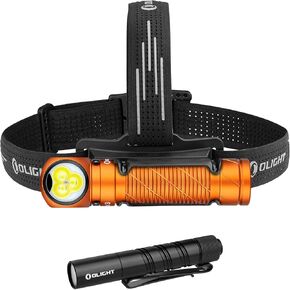 OLIGHT Perun 3 Rechargeable Headlamp Flashlight, 3000 Lumens LED Headlight with Red Light Bundle with I3T 2 EOS Pocket EDC Flashlight, 200 Lumens Compact Bright Handheld Lights