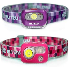 BLITZU Battery Powered LED Headlamp Purple Color + USB Rechargeable Headlamp Pink Color