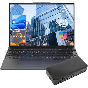 Lenovo ThinkPad E16 Business Laptop, 16" FHD+ Display, AMD Ryzen 5 7530U, 40GB RAM, 2TB SSD, HDMI, FP Reader, Backlit Keyboard, Wi-Fi 6, Win 11 Pro w/AI Copilot, Bundle with Targus Docking Station