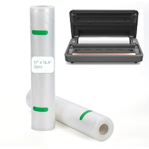 Vacuum Sealer Rolls Bags Compatible with Anova Culinary Vacuum Sealer Machine, 2 Packs 11" x 16.4' Commercial Grade, BPA Free Food Vac Bags for Food Storage, Sous Vide