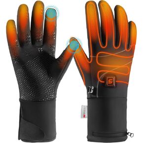 Heated Gloves for Men Women Rechargeable Heated Glove Liners with 7.4V 2800mAh Battery Suit, Thin, Fingerless, Touchscreen-Friendly, Light-Off Design