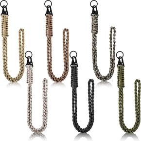 6 Pack Paracord Keychain Braided Lanyard KeyChain Paracord Carabiner for Outdoor Survival Camping Hiking, 6 Colors