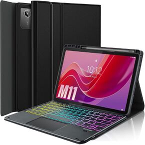 Touchpad Keyboard Case for Lenovo Tab M11/Tab K11 LTE 11" 2024 TB330FU, LDSOYIA Rainbow Backlit Wireless Trackpad Keyboard PU Cover Case for 11 Inch Lenovo Tab M11/Tab K11 LTE 2024 Tablet
