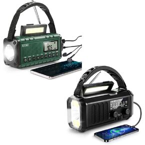 10000mAh Solar Radio, Crank Radio, Emergency Radio, NOAA/AM/FM Weather Radio, USB Type-C Charging,Dynamo Radio,Polymer Battery,Torch & LED Reading Light, SOS Alarm,Compass for Camping