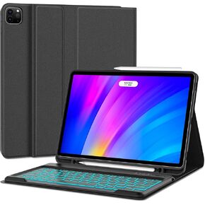 D DINGRICH Touch iPad Pro 12.9 Case with Keyboard 6th/5th Generation, Magic 360°Rotatable & Swivel Bluetooth Keyboard with Trackpad, 7 Backlight Color with Pencil Holder for iPad Pro 12.9" 4th/3rd Gen