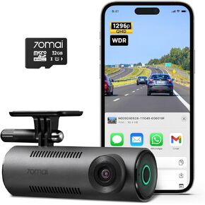 【70mai Dash Cam M310 + 32GB SD Card】 1296P QHD Dash Cam for Cars with 130° Wide Angle FOV WDR Night Vision Voice & APP Control Built-in WiFi Connection