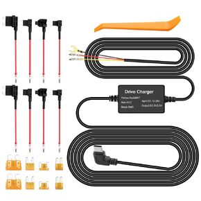 DashCam Hardwire Kit USB C for Dash Cam, 12V-28V to 5V Acc Multi-Size Hardwire Kit for DashCam Low Voltage Protection Parking Mode Dashcam Hard Wire Kit Type C for Automotive Car Truck Dash Camera