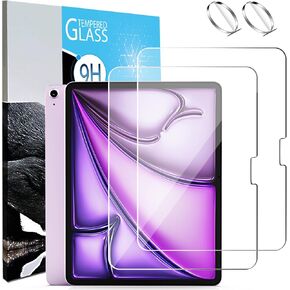 Screen Protector for iPad Air 13 Inch M3 2025 M2 2024 7th 6th Generation, 2 Packs Tempered Glass Film for iPad Air 6th Gen, Anti Scratch, Bubble Free