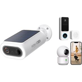 AOSU SolarCam P1 Ma + 2K Indoor Camera + 2K New Doorbell Camera (3:4 Aspect Ratio) - No Monthly Fee