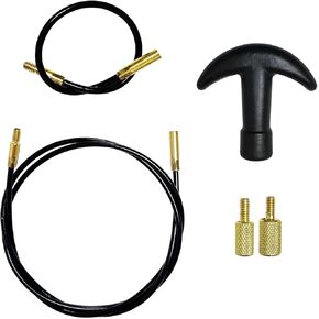 Stainless Steel Wire Draw Cable Gun Bore Cleaning Accessory Set with 8-32 5/16-27 10-32 Thread Brass Adapter T-Handle for Hunting Pistol Rifle Barrel Scour Kit