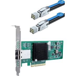 9300-8E Controller Card with SFF-8644 to SFF-8644 Cable, External PCIe Card with Broadcom's SAS 3008 Chip, PCI Express 3.0 X8, 2X Mini SAS SFF-8644 Ports, 1-Meter(3.3ft) External Mini SAS SFF-8644 Cab