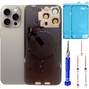 15 Pro Max Back Glass Replacement Kit with Plate & Flex Cable and All Parts, Blue Titanium, 6.7 Inch for iPhone 15Pro Max Back Cover Glass, with Repair Tools (Blue Titanium)