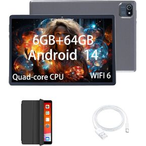 ألعاب الكمبيوتر اللوحي Android 14 أقراص 10 بوصة ， معالج رباعي النواة A5 ، 6 جيجابايت ذاكرة الوصول العشوائي 64 جيجابايت ROM 1TB توسيع ، 1280 × 800 شاشة LCD HD LCD ، الكاميرا المزدوجة ، WiFi 6.0