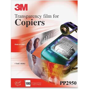 3M Transparency Film for Plain Paper Copiers, Clear Film, High-Temperature, Pack of 100