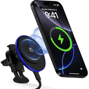 15W Magnetic Car Mount Wireless Charger for Samsung Galaxy S25 Ultra S25+ S24 FE S23 Plus S22 S21 S20 MagSafe Wireless Charger Air Vent Auto Car Phone Holder for iPhone 16e 16 Pro Max 16 Plus 15 14 13