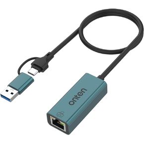USB-A and USB-C to Ethernet Adapter,Driver Free RJ45 to USB C or USB A, Gigabit Ethernet LAN Network Adapter for Windows,Mac OS, iOS and More