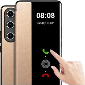 for Samsung Galaxy S24 Ultra Case Flip Leather Clear S-View [Touchable Window] for Samsung S24 Ultra Phone Case Smart Window Hard Flip Shockproof Protective Cover Galaxy 5G S24 Ultra Case Clear View
