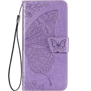 for Samsung Galaxy A15 Wallet Case, [Butterfly & Flower Embossed] Premium Leather Case Cover with Card Slots Kickstand Flip Case for Samsung Galaxy A15 (Blue)