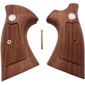 BMPL Hardwood Grips Compatible with N Frame Square Butt Open Back Handgun Checkered Revolver Handmade Handcraft Deluxe #N799