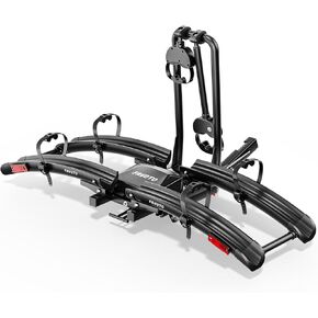 Favoto Heavy Duty Hitch EBike Rack for 2 Electric Bikes, Foldable Hitch-Mounted Carrier with Wheels, Supports Up to 130 lbs for Secure Transport, Fits 2'' Receiver for Cars, SUVs, Trucks