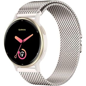 Mesh Metal 20mm Watch Bands Compatible with Garmin Vivoactive 5/Forerunner 55/165,Stainless Steel Magnetic Loop Adjustable Quick Release Replacement Strap for Garmin Venu sq 2 Women Men