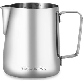 CASABREWS CASMP350 Milk Frothing Pitcher, Stainless Steel Steaming Pitcher with Sharp Spout, 350ml (12oz) Milk Frother Cup for Cappuccino or Latte Art, Espresso Machine Accessories for Barista