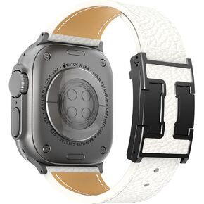 شريط جلدي متوافق مع سلسلة Apple Watch Band Series 10 9 8 7 6 5 4 SE Ultra Ultra 2 ، حزام مشبك على شكل H لـ IWatch 44/45/46/49 مم من الرجال والنساء