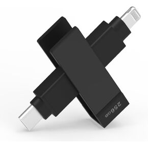 Apple MFi Certified 1 TB Black iXflash 2-in-1 USB Type C & Lightning Backup Photo Stick | External Photo Storage for iPhone, iPad, and Computer | Transfer Photos, Videos, and Files