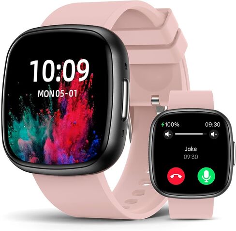 الساعات الذكية للرجال للنساء مع اتصال Bluetooth 1.72 "HD Touch Screen Litness Watch مع معدل ضربات القلب/شاشة النوم ، 100+ أوضاع رياضية متتبع اللياقة البدنية مع IP68 مقاومة للماء لنظام التشغيل Android ، الوردي in Kuwait