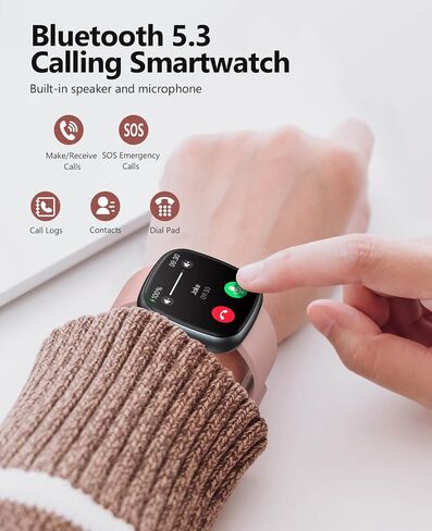 الساعات الذكية للرجال للنساء مع اتصال Bluetooth 1.72 "HD Touch Screen Litness Watch مع معدل ضربات القلب/شاشة النوم ، 100+ أوضاع رياضية متتبع اللياقة البدنية مع IP68 مقاومة للماء لنظام التشغيل Android ، الوردي in Kuwait