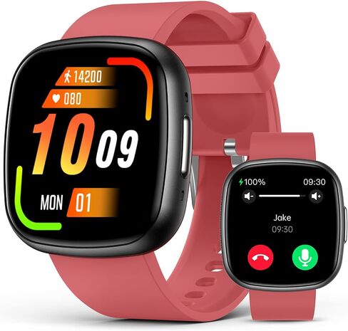 الساعات الذكية للرجال للنساء مع اتصال Bluetooth 1.72 "HD Touch Screen Litness Watch مع معدل ضربات القلب/شاشة النوم ، 100+ أوضاع رياضية متتبع اللياقة البدنية مع IP68 مقاومة للماء لنظام التشغيل Android ، الوردي in Kuwait