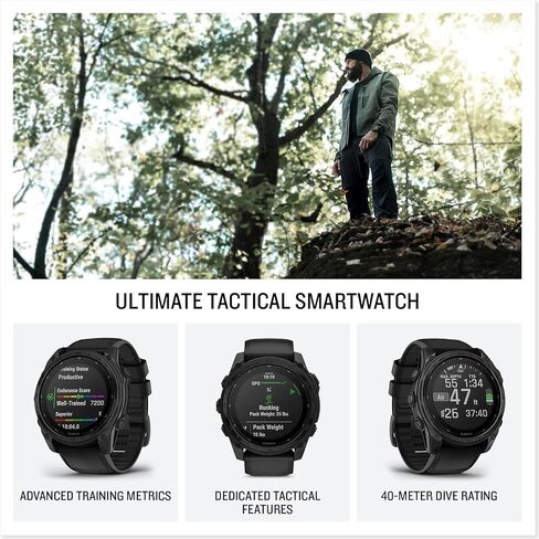 Garmin tactix 8 Solar: AB Elite (51mm) Premium Tactical GPS Smartwatch Bundle - Applied Ballistics Ultralight Solver, Built-in LED Flashlight with PlayBetter Portable Charger & HD Screen Protectors in Saudi Arabia