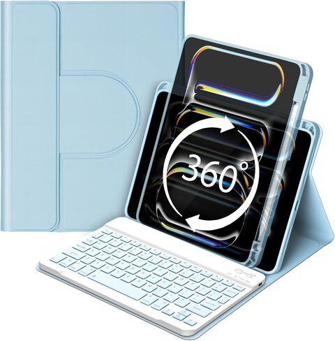 for iPad Pro 11 inch M4 2024 Case with Keyboard,360 Rotating Case and Magnetic Detachable Keyboard with Pencil Holder,Portrait/Landscape Modes,Auto Sleep/Wake for 11" iPad Pro 2024-Black in Saudi Arabia